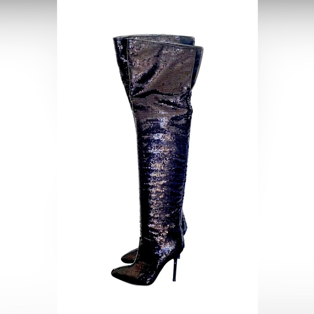 Sergio Rossi Thigh-High Glitter Boots